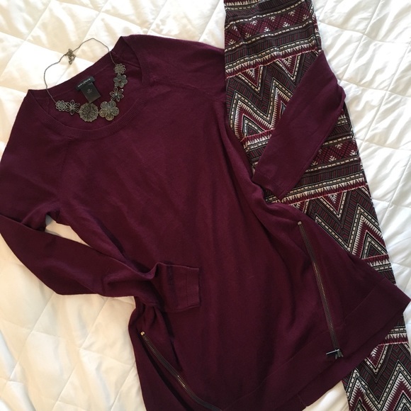 Ann Taylor Sweaters - Ann Taylor XS Long Sweater Wine EUC worn once